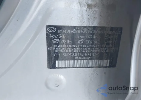 2019 Hyundai Elantra Sel from USA, damaged, VIN 5NPD84LF7KH434147